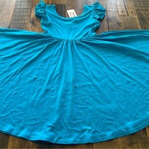 Dot Dot Smile size 5/6 girls solid bright blue Empire twirl dress new